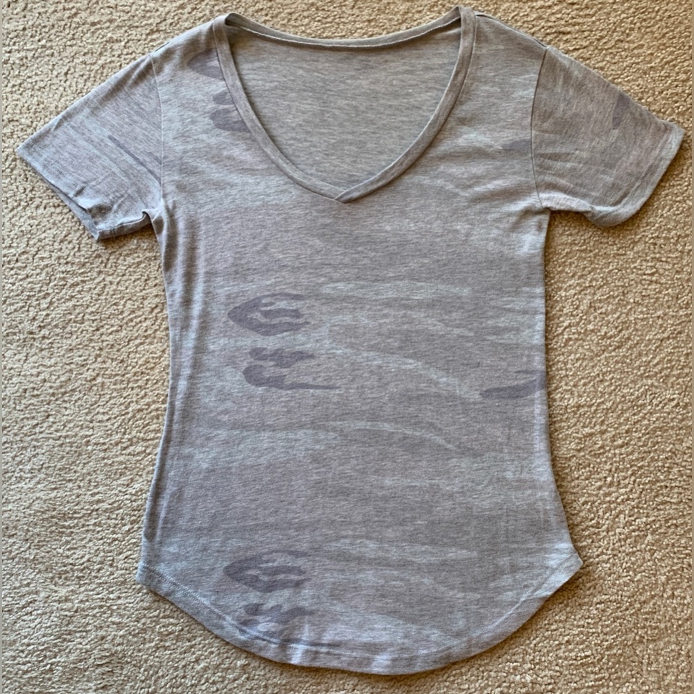 Light Gray Camo Rounded Boatneck with Asymmetrical rounded Hem